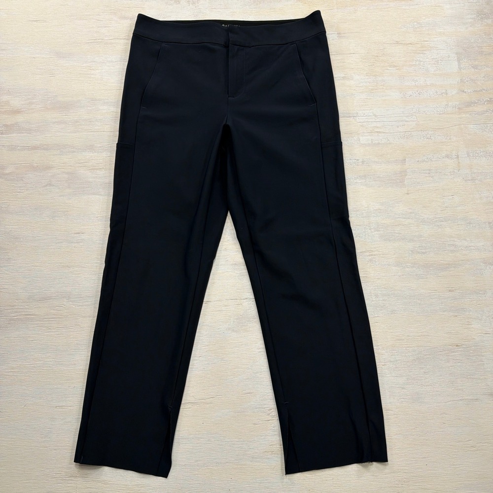 Athleta Stellar Crop Trouser Cargo Pockets Slit Hem Navy Blue Womens Size 10